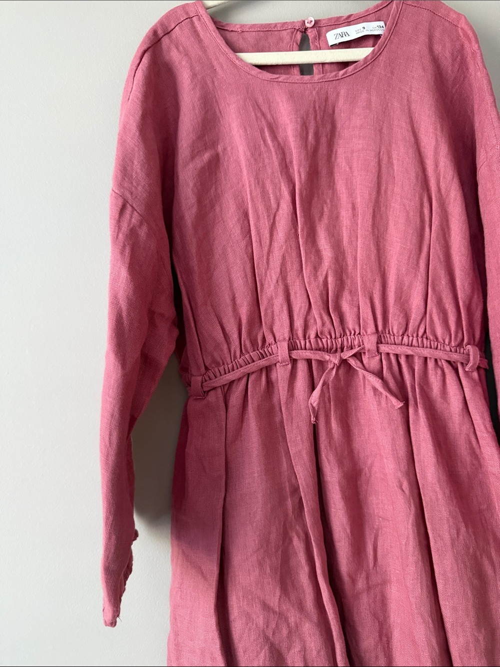 Zara Dusty Rose Long-Sleeve Drawstring Waist Dress - Picture 3 of 6